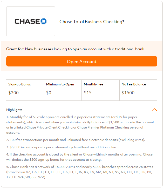 Business Checking Account Tech Efficient